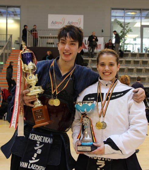 Twee Belgische kampioenen Sean Van Laecken en Rachel Buysse