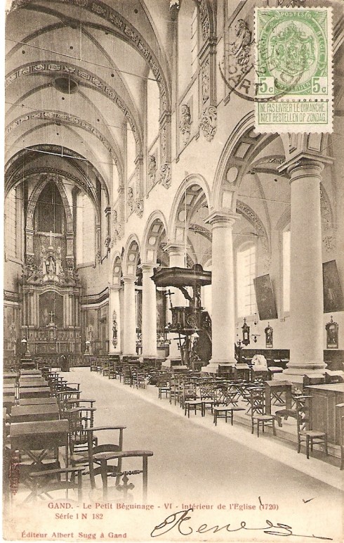 Serie 1 nr. 182 Het Klein Begijnhof VI. Interieur van de kerk (1720)