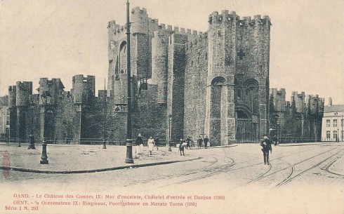 Serie 1 nr. 293 ’s Gravensteen IX: Ringmuur, Poortgebouw en Meeste Toren (1180)