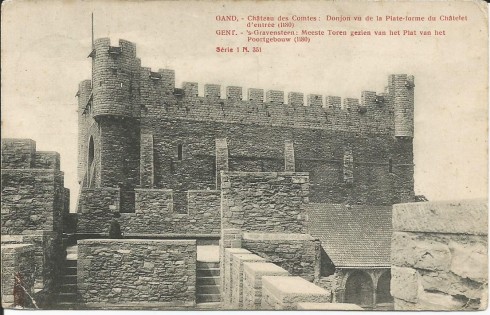 Serie 1 nr. 351 â€™s-Gravensteen: Meeste Toren gezien van het Plat van het Poortgebouw (1180)